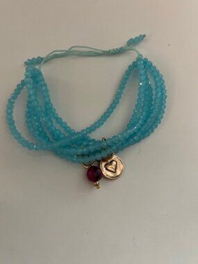 Katia Designs Multi Strand Blue Beaded Bracelet "JOY" Adjustable, New NW